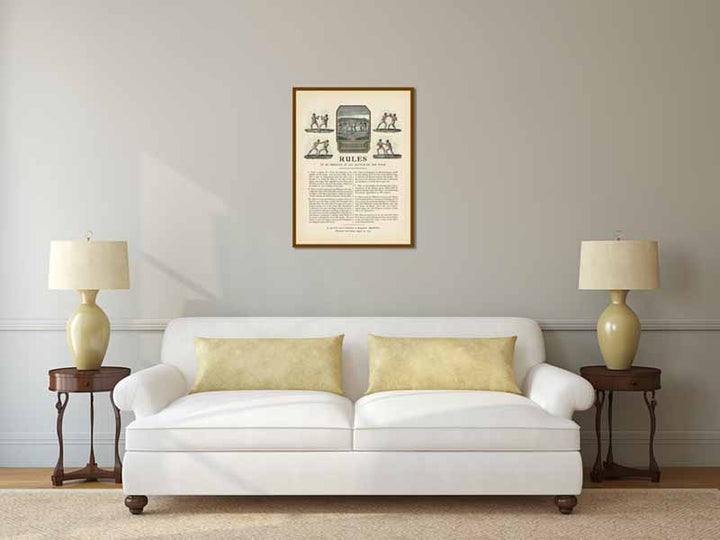 Boxing RULES to be observed in all battles on the stage, engraved broadside print, 1743 art poster canvas gift