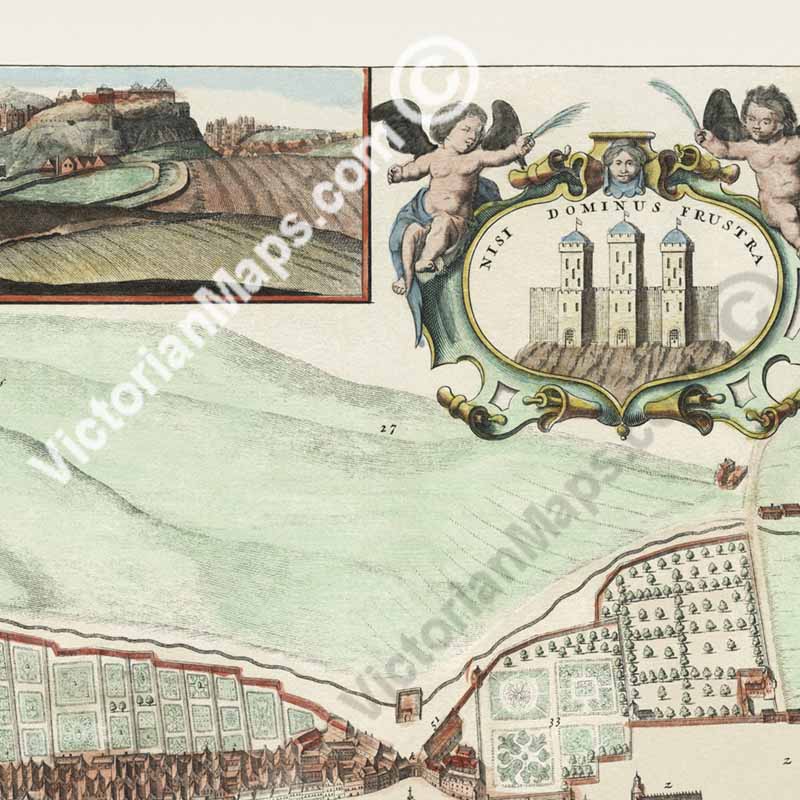 The Edinburgh Edenburgh Exactly done from the Original of ye Famous De Wit - a panoramic plan map by A. Johnston, J. Bowles 1710 art print poster canvas gift