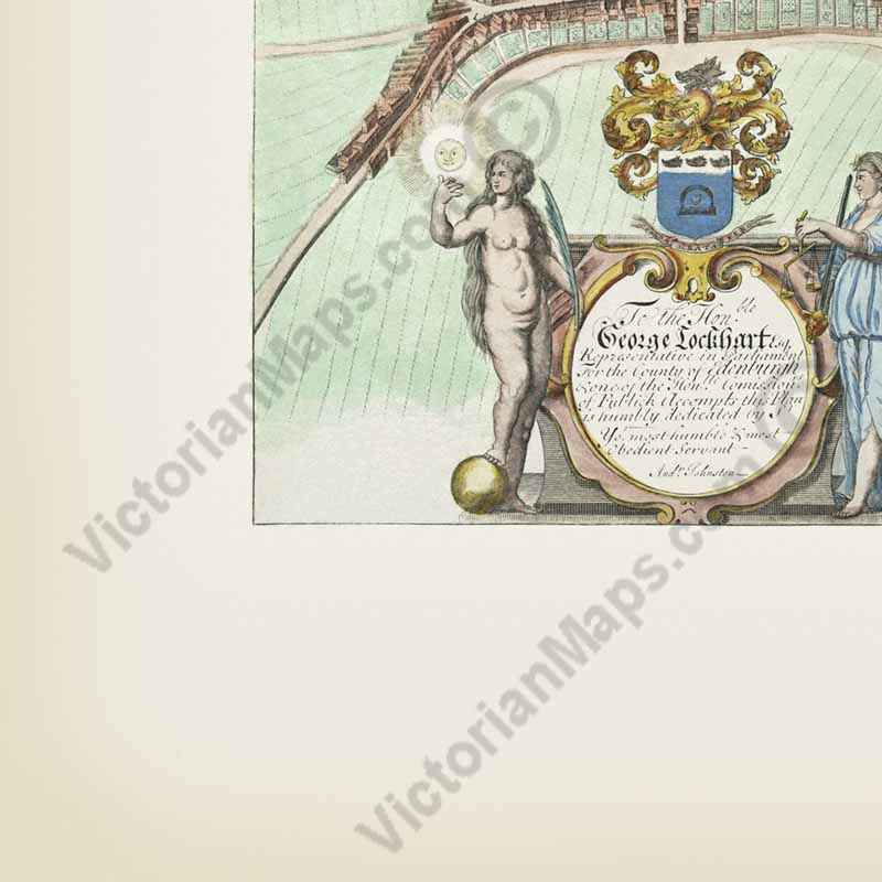 The Edinburgh Edenburgh Exactly done from the Original of ye Famous De Wit - a panoramic plan map by A. Johnston, J. Bowles 1710 art print poster canvas gift