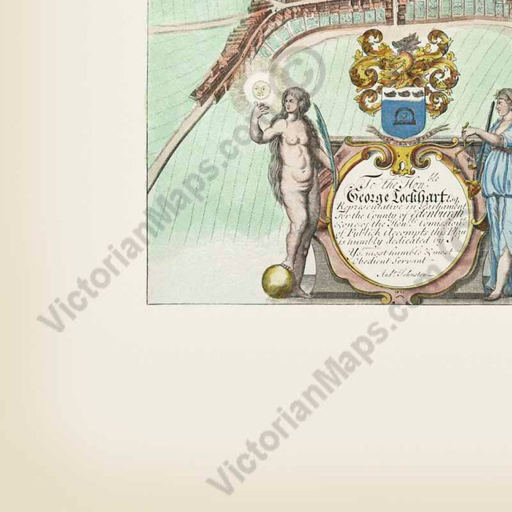 The Edinburgh Edenburgh Exactly done from the Original of ye Famous De Wit - a panoramic plan map by A. Johnston, J. Bowles 1710 art print poster canvas gift