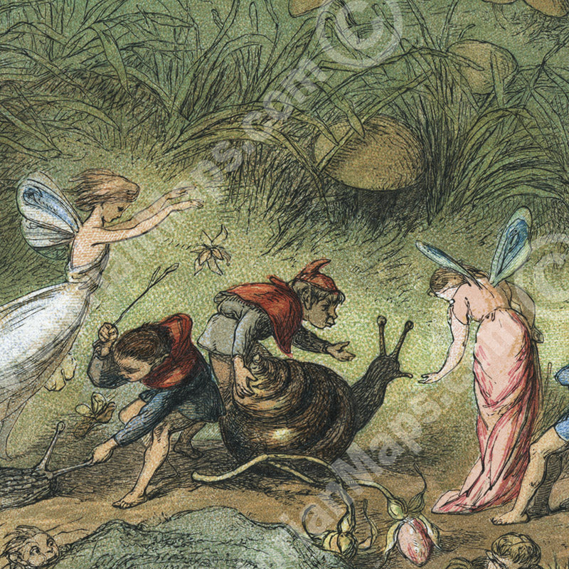 Triumphal March of the Elf-King - an illustration by R. Doyle 1870 from a book: In Fairyland: A series of Pictures from the Elf-World art print poster canvas gift