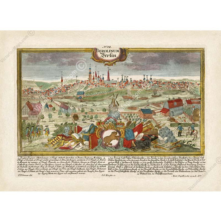 BERLIN / BEROLINUM - a panoramic cityscape print by M. Engelbrecht, 1720