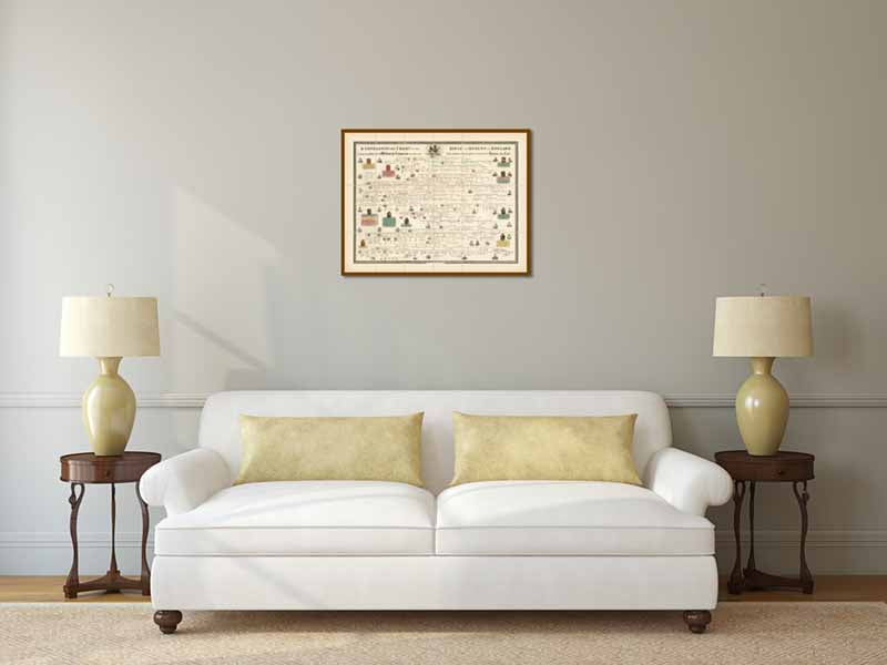 A genealogical chart of the Kings and Queens of England from William the Conqueror to the Queen Victoria. Published C. Smith & Son 1848 art print poster canvas gift