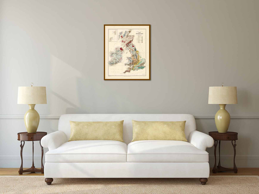 Geological map of the British Isles by E. Best & E. Stanford, 1893 art print poster canvas gift