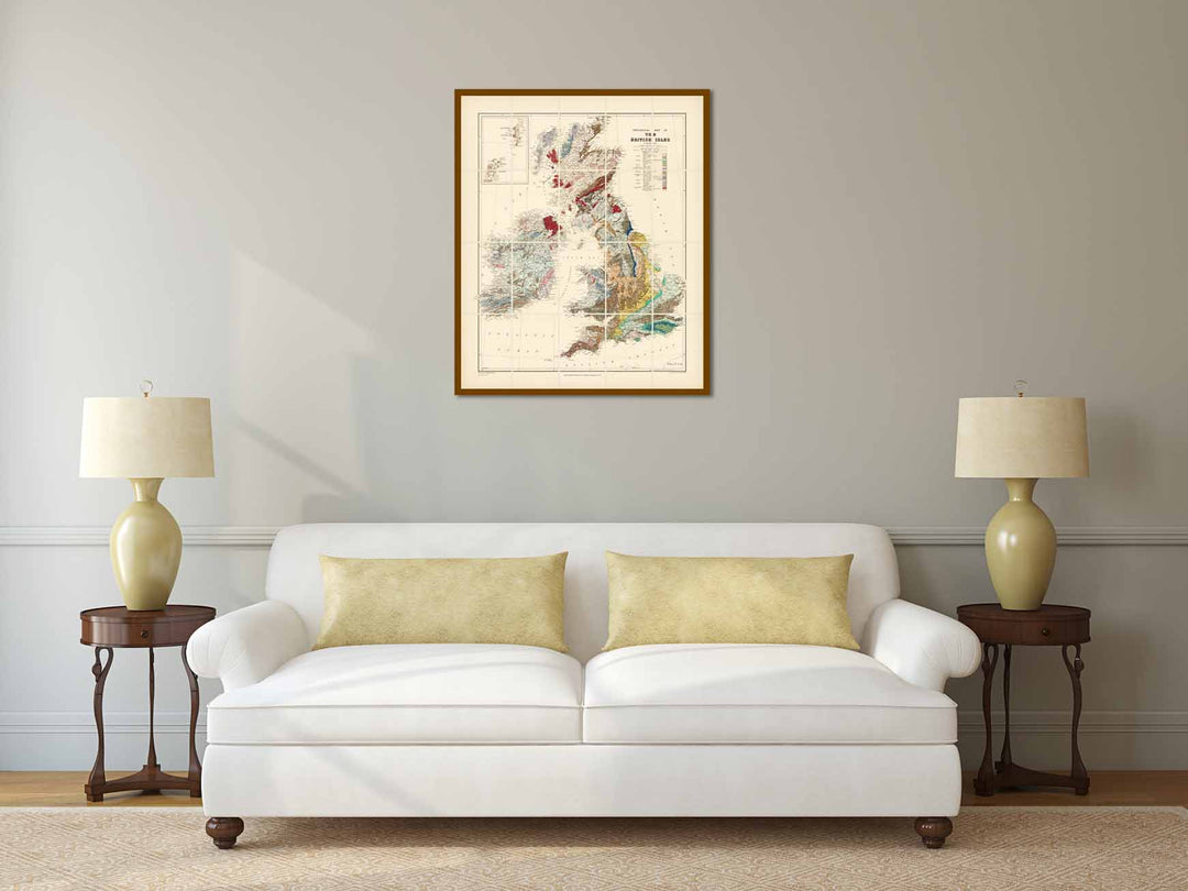 Geological map of the British Isles by E. Best & E. Stanford, 1893 art print poster canvas gift