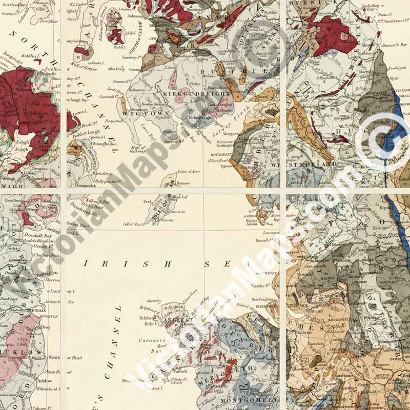Geological map of the British Isles by E. Best & E. Stanford, 1893 art print poster canvas gift