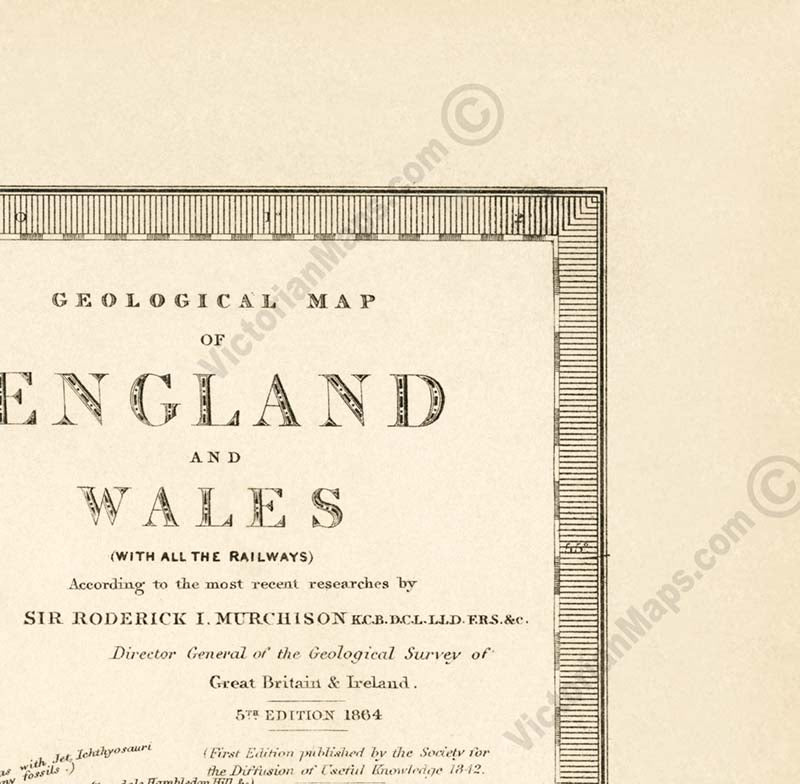 Geological map of England & Wales - a Victorian map by R. Murchison, 1842 art print poster canvas gift