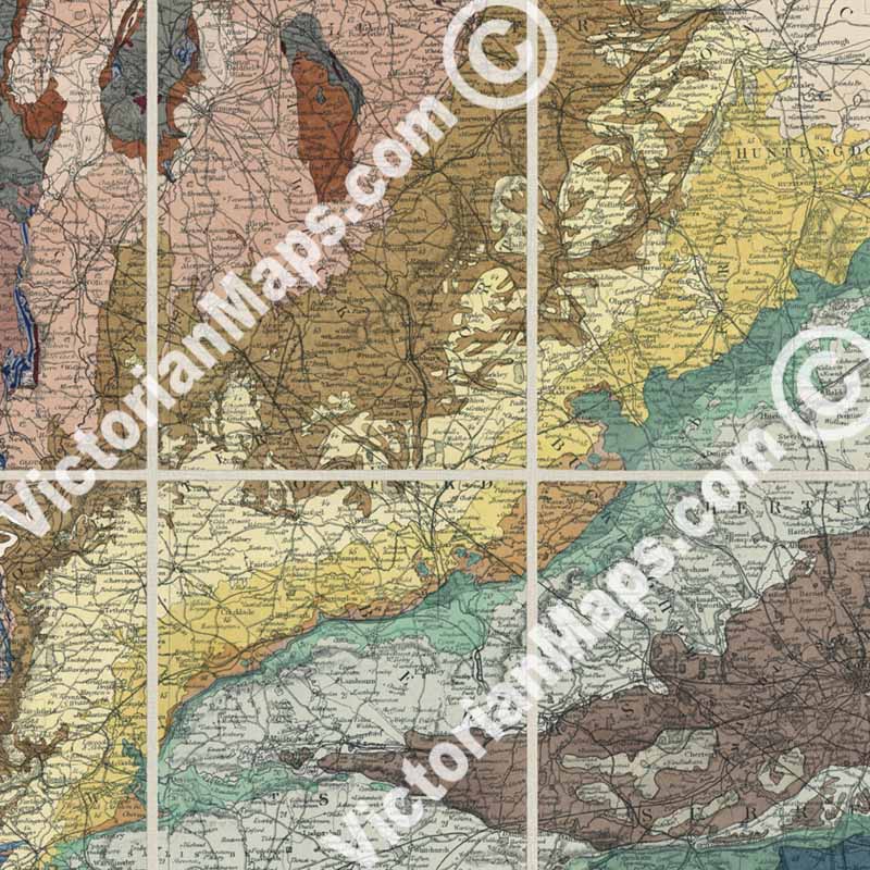 Geological map of England & Wales by Andrew C. Ramsay, published by E. Stanford in 1859 art print poster canvas gift