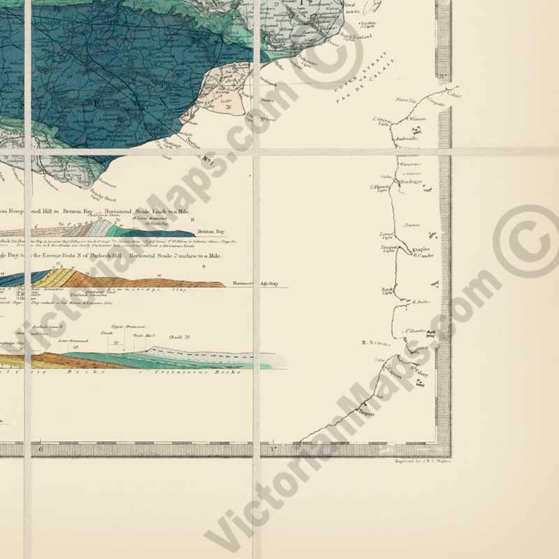 Geological map of England & Wales by Andrew C. Ramsay, published by E. Stanford in 1859 art print poster canvas gift