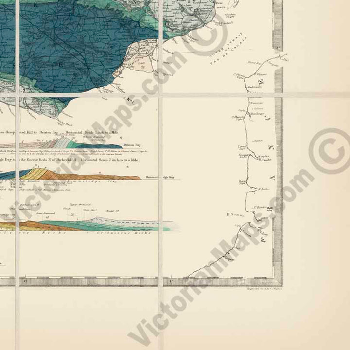 Geological map of England & Wales by Andrew C. Ramsay, published by E. Stanford in 1859 art print poster canvas gift