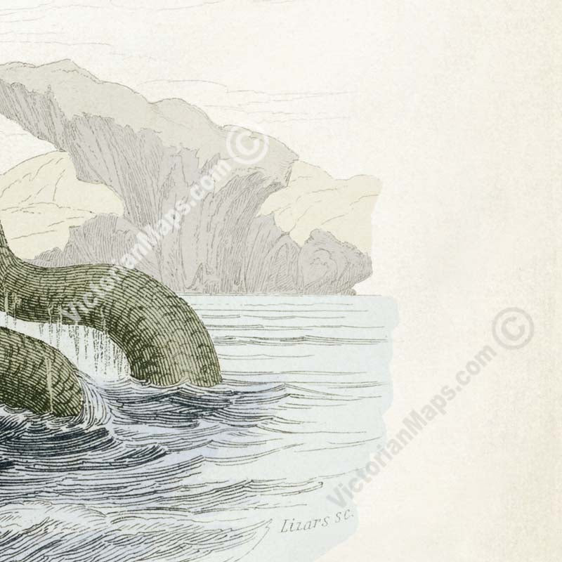 The Great Sea Serpent according to Hans Egede - an engraved hand-coloured print by W. Jardine, 1833 art poster canvas gift