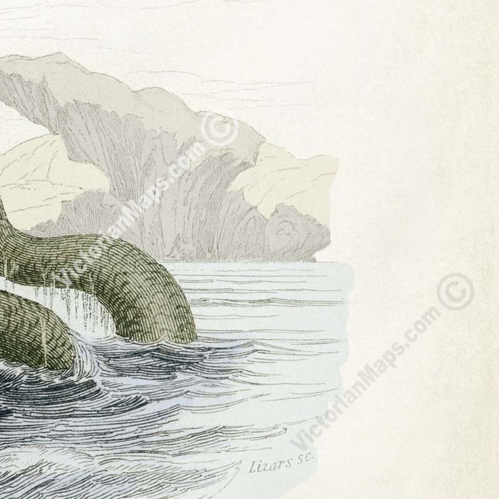 The Great Sea Serpent according to Hans Egede - an engraved hand-coloured print by W. Jardine, 1833 art poster canvas gift