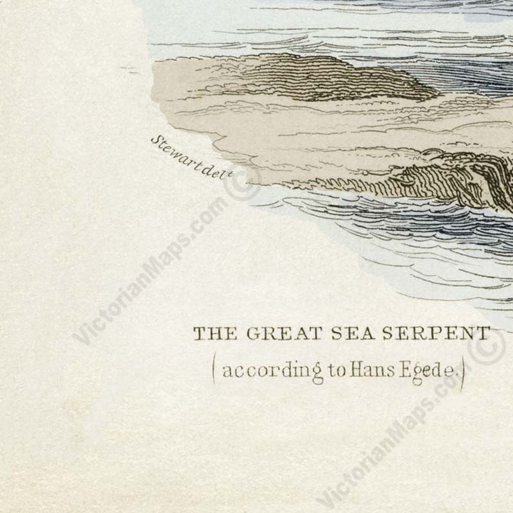 The Great Sea Serpent according to Hans Egede - an engraved hand-coloured print by W. Jardine, 1833 art poster canvas gift
