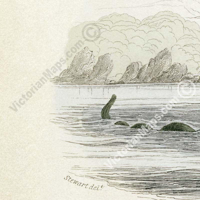 The Great Sea Serpent according to Pontoppidon - an engraved hand-coloured print by W. Jardine, 1833 art poster canvas gift
