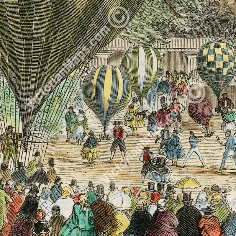 Juvenile Fete and Balloon Race at Cremorne Gardens, London - a print from a page of The Illustrated London News magazine,1859 art poster canvas gift
