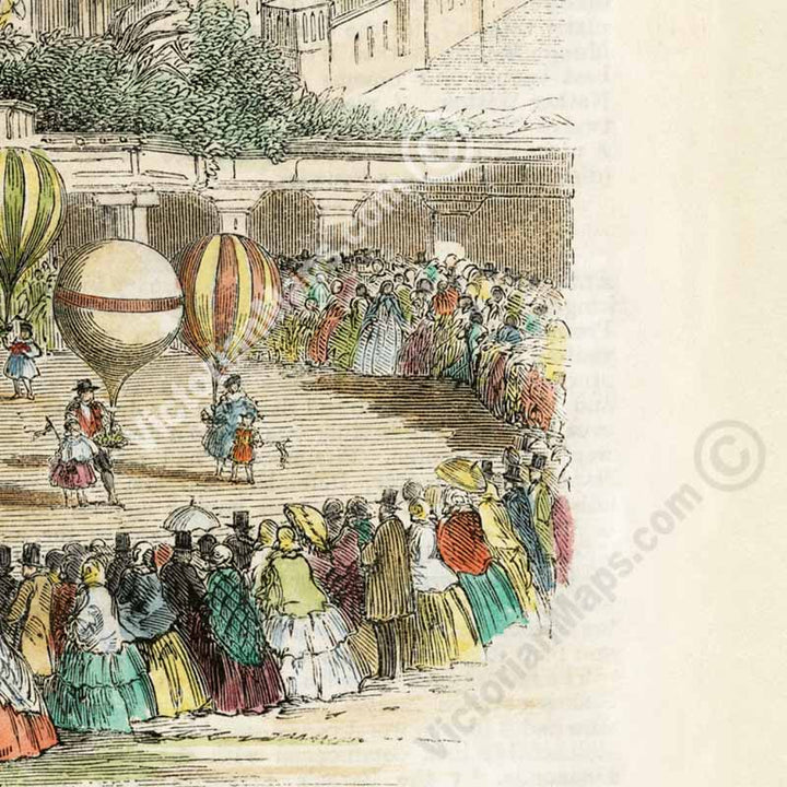 Juvenile Fete and Balloon Race at Cremorne Gardens, London - a print from a page of The Illustrated London News magazine,1859 art poster canvas gift