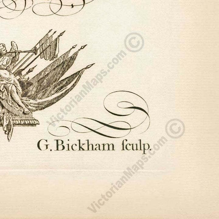 How To Get Riches to British Nation - an inspirational calligraphy engraved print by G. Bickham, 1736 art poster canvas gift