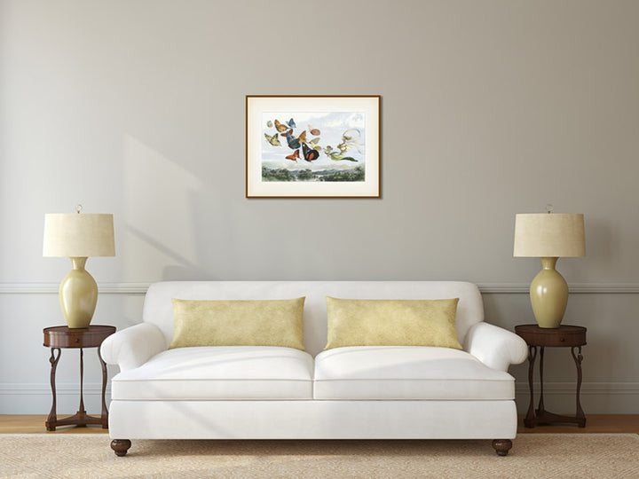 The Fairy Queen takes an airy drive in a carriage drawn by butterflies - a Victorian engraving by R. Doyle, In Fairyland: A series of Pictures from the Elf-World, 1780 art print poster canvas gift
