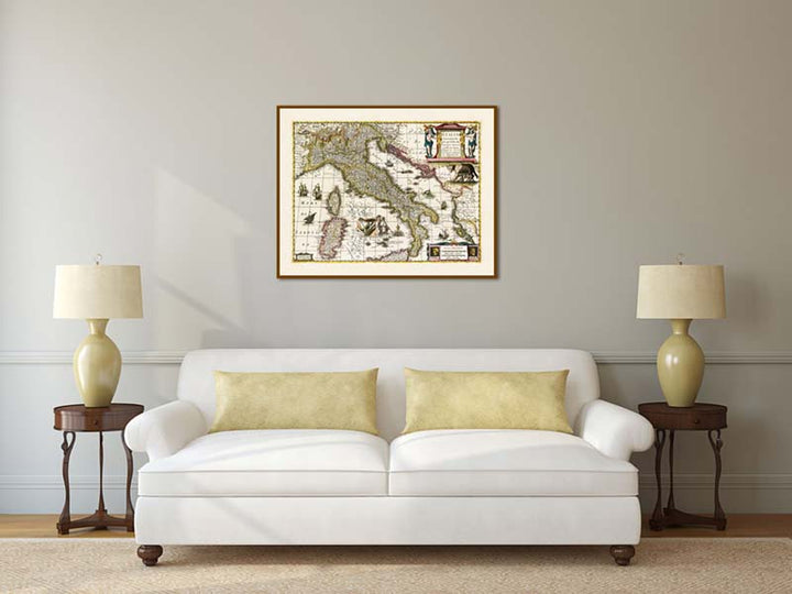 Italia Nuouamente piu perfetta... - a map of Italy by Janssonius & Hondius, 1638 art print poster canvas gift