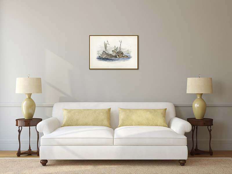 The Kraken supposed a sepia or cuttle-fish from Denys Montfort - engraved hand-coloured print by W. Jardine, 1833 art poster canvas gift