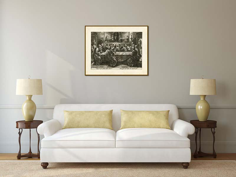 The Last Supper, Jesus Christ and Twelve Apostles - an engraving by P. Galle (after Stradanus), 1580 art print poster canvas gift