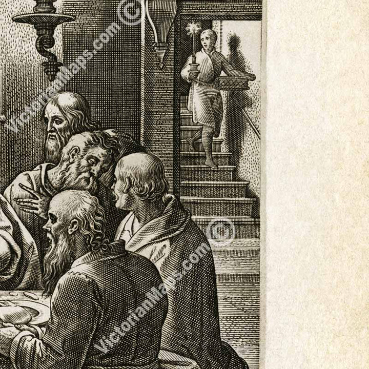 The Last Supper, Jesus Christ and Twelve Apostles - an engraving by P. Galle (after Stradanus), 1580 art print poster canvas gift