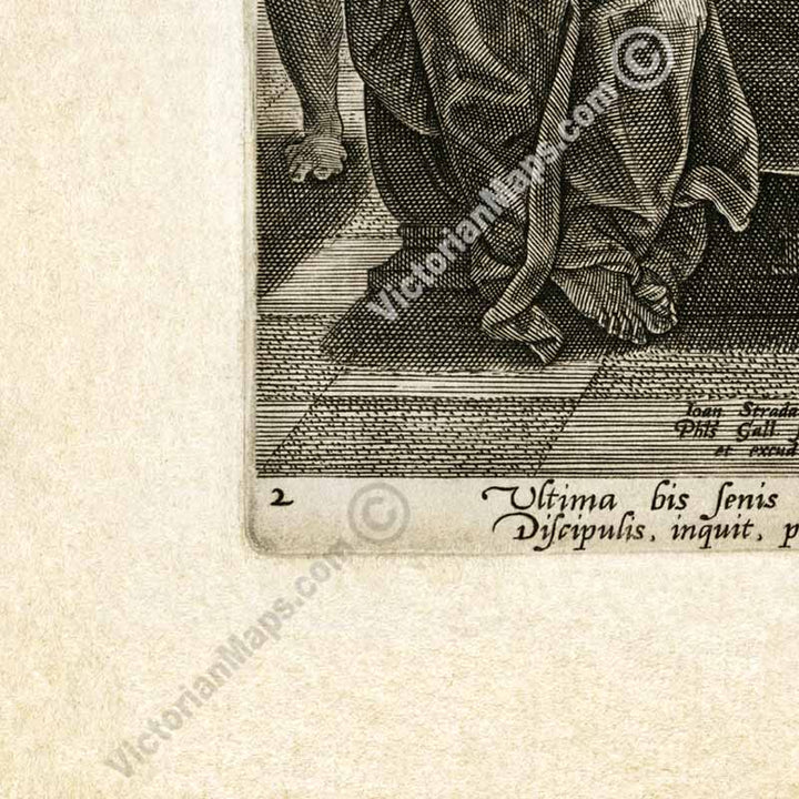 The Last Supper, Jesus Christ and Twelve Apostles - an engraving by P. Galle (after Stradanus), 1580 art print poster canvas gift