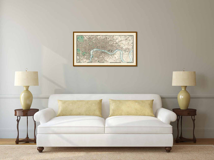 Cruchley's New PLAN of LONDON improved including the East and West India Docks, a map by George F. Cruchley, 1832 art print poster canvas gift