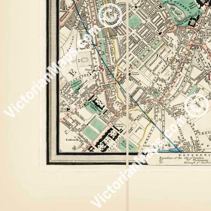 Cruchley's New PLAN of LONDON improved including the East and West India Docks, a map by George F. Cruchley, 1832 art print poster canvas gift