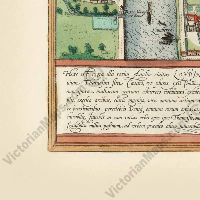 Londinum Feracissimi Angliae Regni Metropolis - the first known map of Elizabethan London by Braun & Hogenberg, 1572 art print poster canvas gift