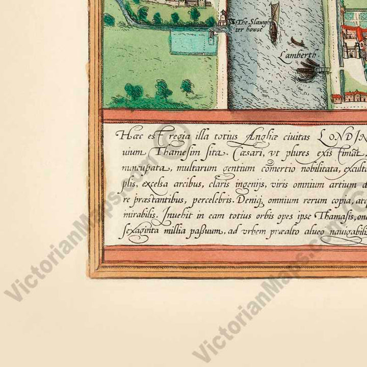 Londinum Feracissimi Angliae Regni Metropolis - the first known map of Elizabethan London by Braun & Hogenberg, 1572 art print poster canvas gift