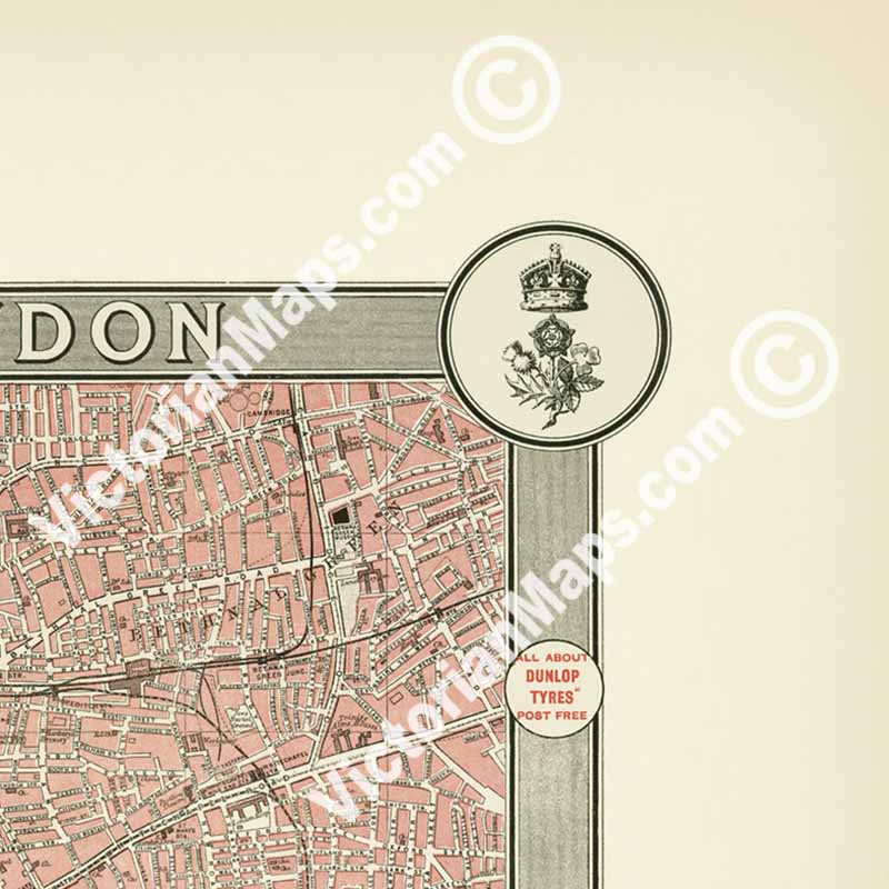 The Diamond Jubilee Plan of London - a map of Victorian London & Queen Victoria procession route, by John Bartholomew, 1897 art print poster canvas gift