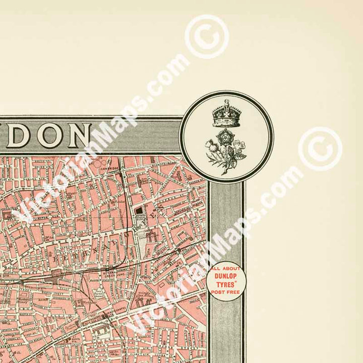 The Diamond Jubilee Plan of London - a map of Victorian London & Queen Victoria procession route, by John Bartholomew, 1897 art print poster canvas gift
