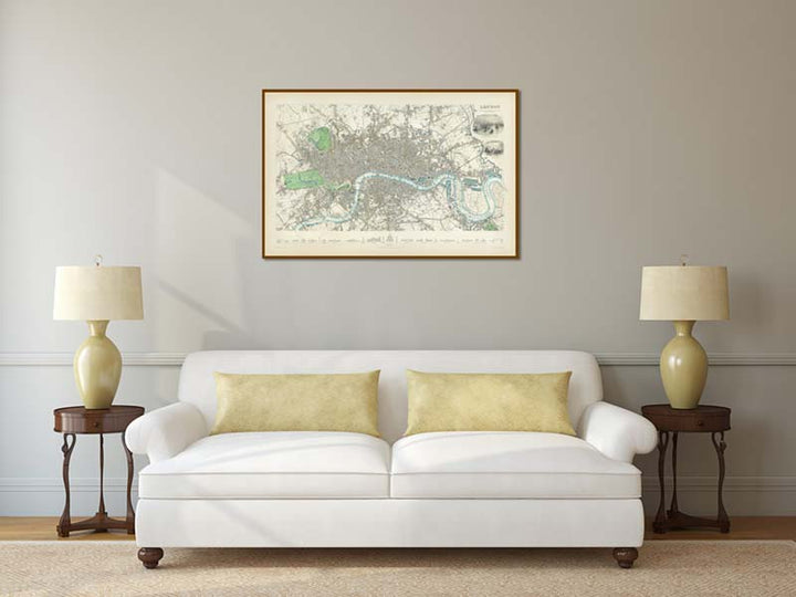 Map of Victorian London by W.B. Clarke and J. Henshall for the Society for the Diffusion of Useful Knowledge, 1835 art print poster canvas gift