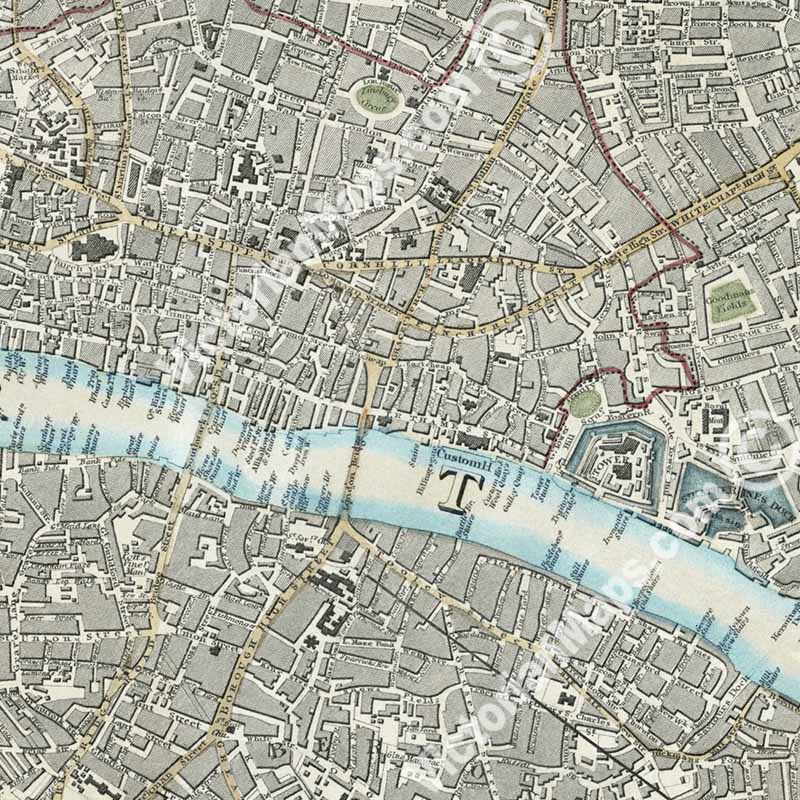 Map of Victorian London by W.B. Clarke and J. Henshall for the Society for the Diffusion of Useful Knowledge, 1835 art print poster canvas gift
