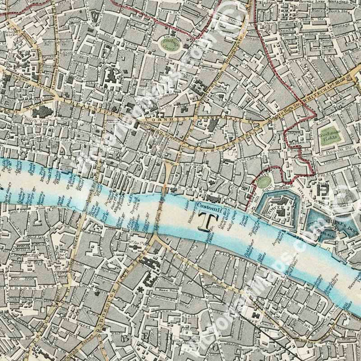 Map of Victorian London by W.B. Clarke and J. Henshall for the Society for the Diffusion of Useful Knowledge, 1835 art print poster canvas gift