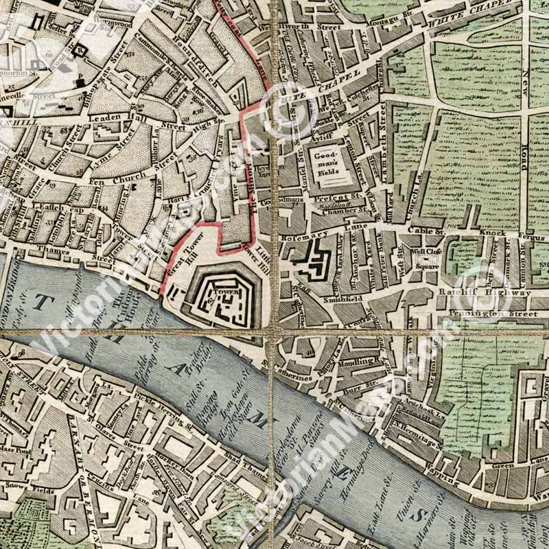 The London Guide, or pocket plan of London & Westminster - a Georgian folding map by J. Ellis, 1770 art print poster canvas gift