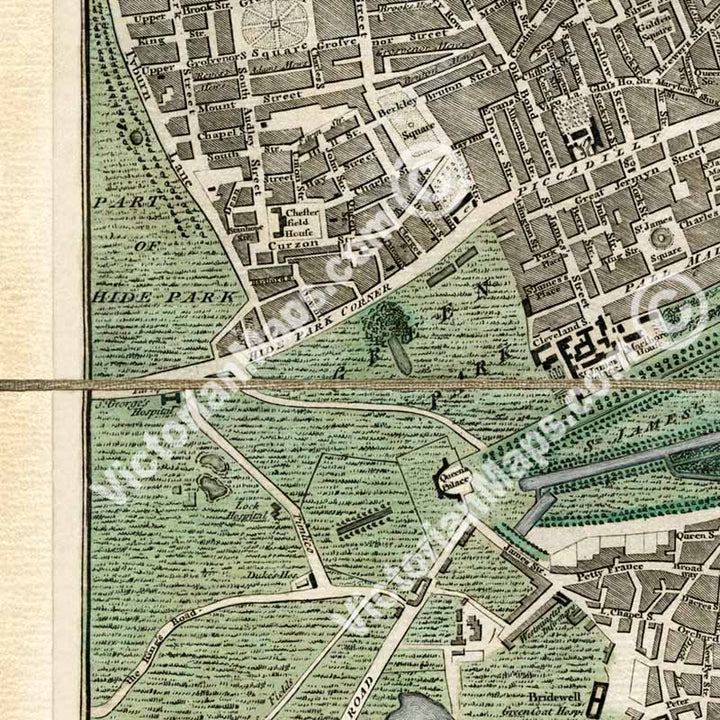 The London Guide, or pocket plan of London & Westminster - a Georgian folding map by J. Ellis, 1770 art print poster canvas gift