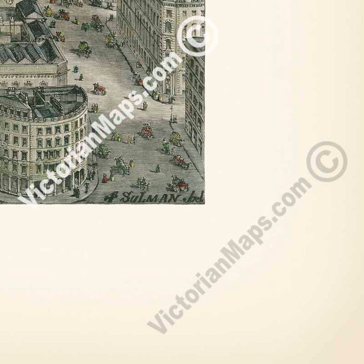 View of London from St Paul's Cathedral looking Eastward - a panoramic bird's eye view by J. Sulman for The Illustrated London News, 1892 art print poster canvas gift