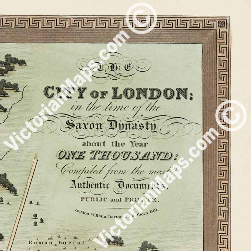 The City of London in the time of the Saxon Dynasty about the year One Thousand - an early map of London at the time of Saxons and Vikings by W. Darton, 1810 art print poster canvas gift