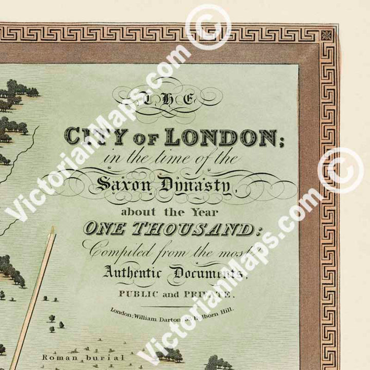 The City of London in the time of the Saxon Dynasty about the year One Thousand - an early map of London at the time of Saxons and Vikings by W. Darton, 1810 art print poster canvas gift