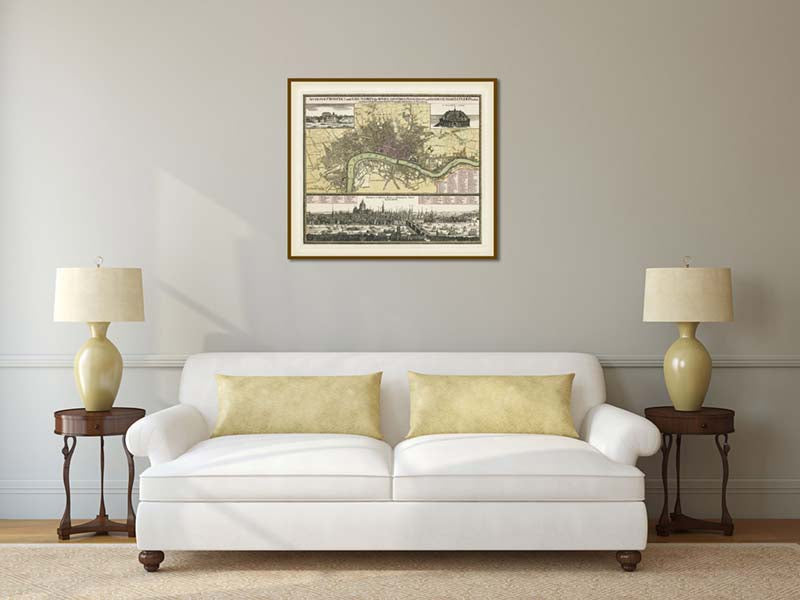 Map of LONDON by Johann Baptist Homann, 1730 art print poster canvas gift