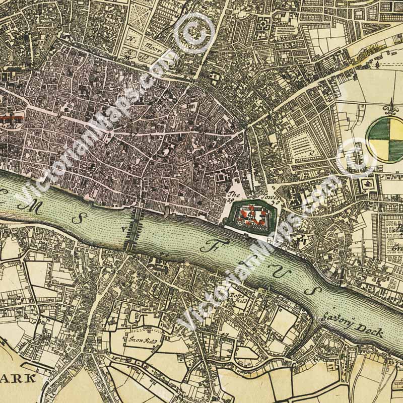 Map of LONDON by Johann Baptist Homann, 1730 art print poster canvas gift