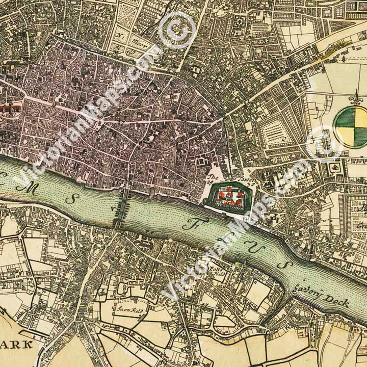 Map of LONDON by Johann Baptist Homann, 1730 art print poster canvas gift