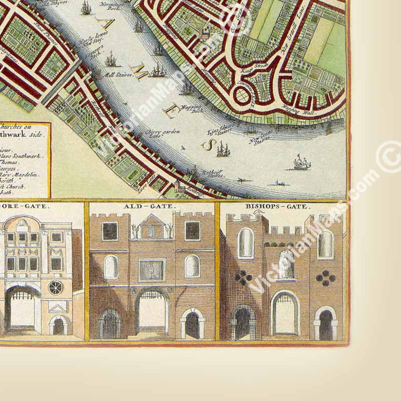 Map of 17th century London by Wenceslaus Hollar, c.1688 art print poster canvas gift