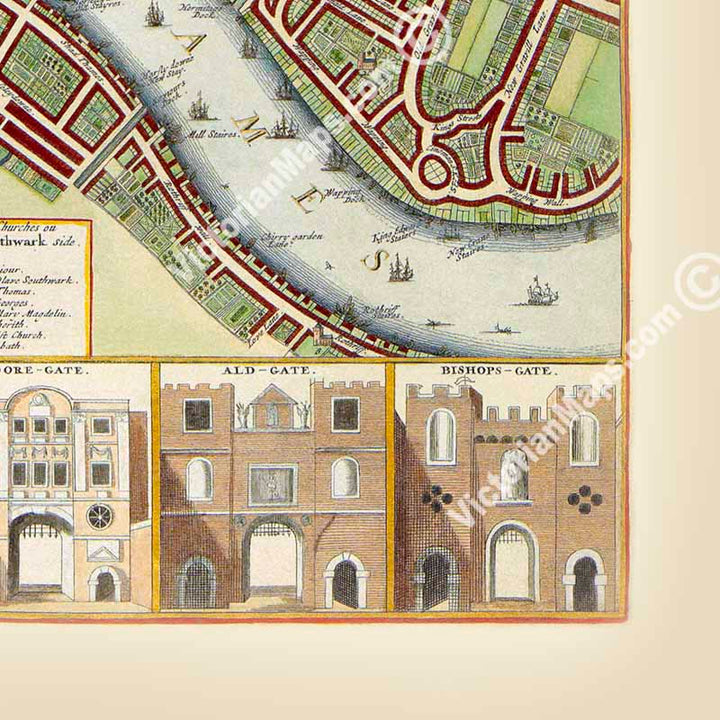Map of 17th century London by Wenceslaus Hollar, c.1688 art print poster canvas gift