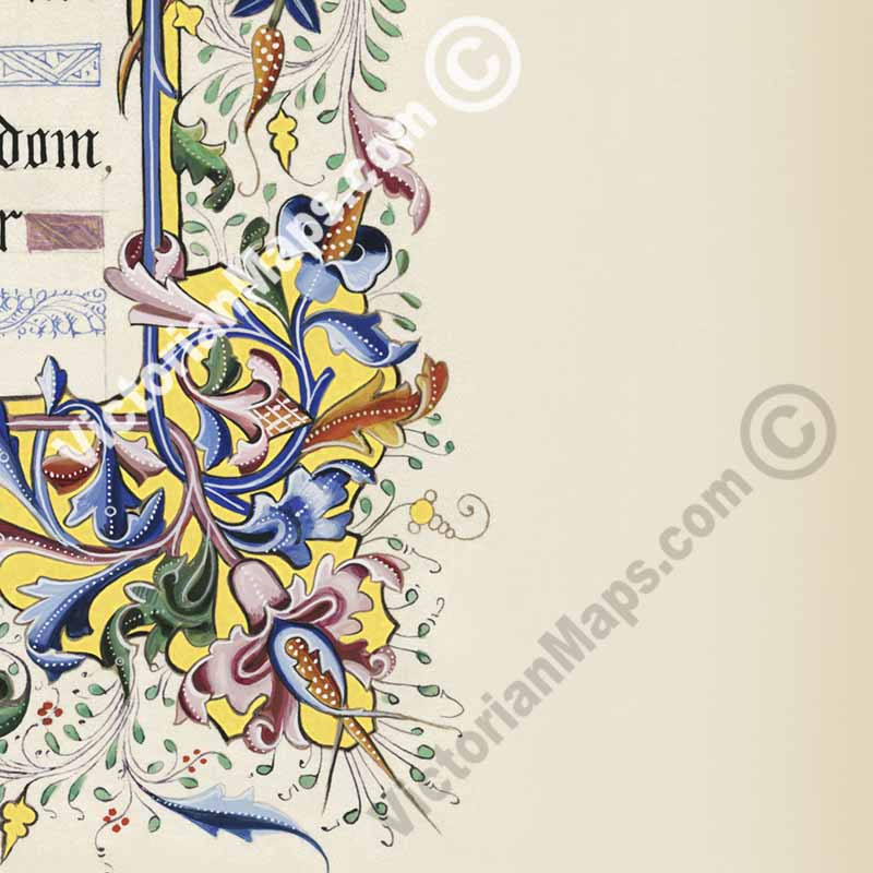 The Lord's Prayer Our Father Le Pater Noster - Victorian illuminated text manuscript on vellum 19th century art print poster canvas gift