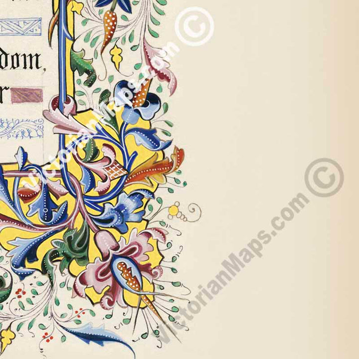 The Lord's Prayer Our Father Le Pater Noster - Victorian illuminated text manuscript on vellum 19th century art print poster canvas gift