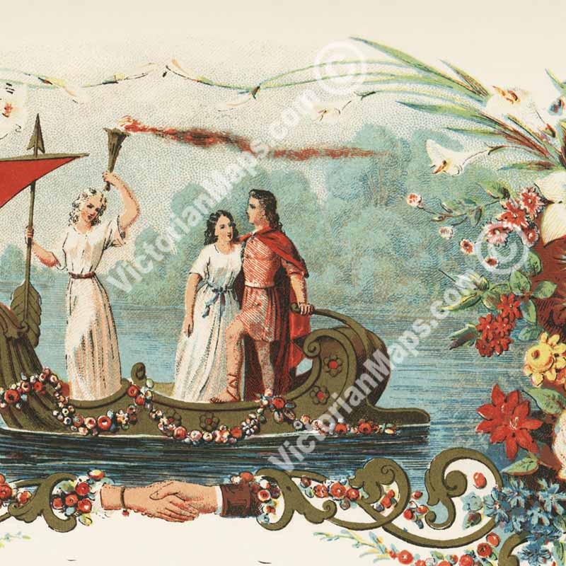 Victorian Marriage Certificate matrimony wedding Victorian marriage certificate c.1870 - restored blank print art poster canvas gift