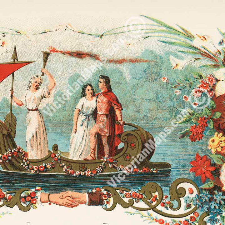 Victorian Marriage Certificate matrimony wedding Victorian marriage certificate c.1870 - restored blank print art poster canvas gift